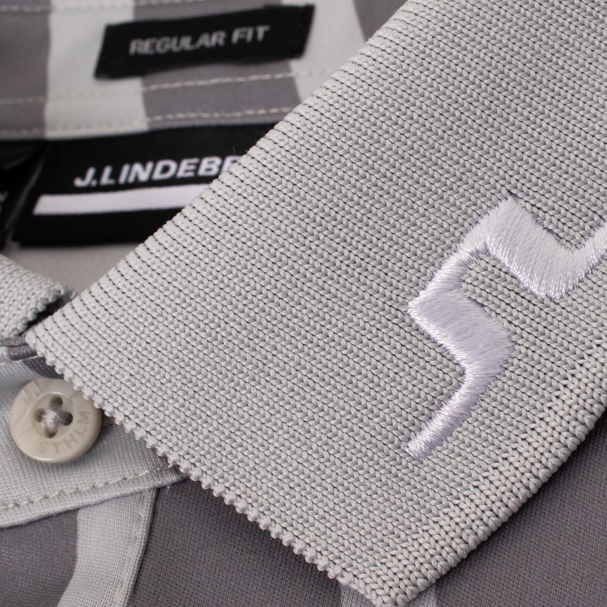 J Lindeberg KV Tour Print Mens Golf Polo Shirt Dazzle Wave Light Grey Melange